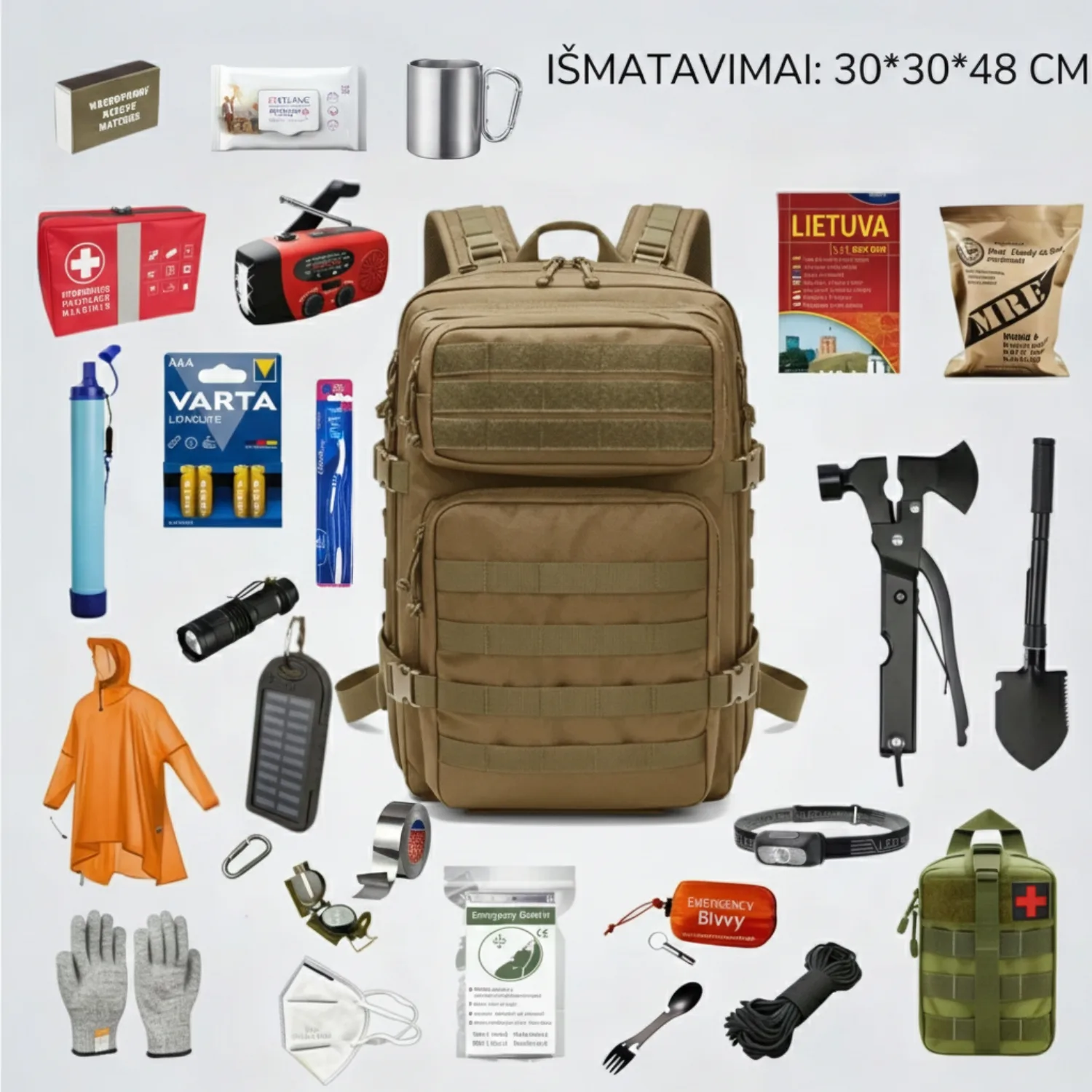 72h išgyvenimo kuprinė – chaki