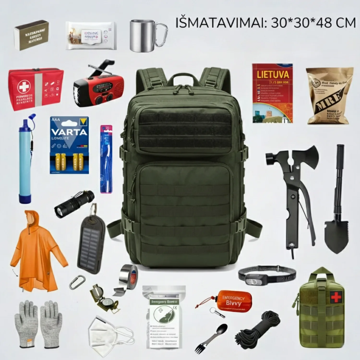 72h išgyvenimo kuprinė PRO – žalia